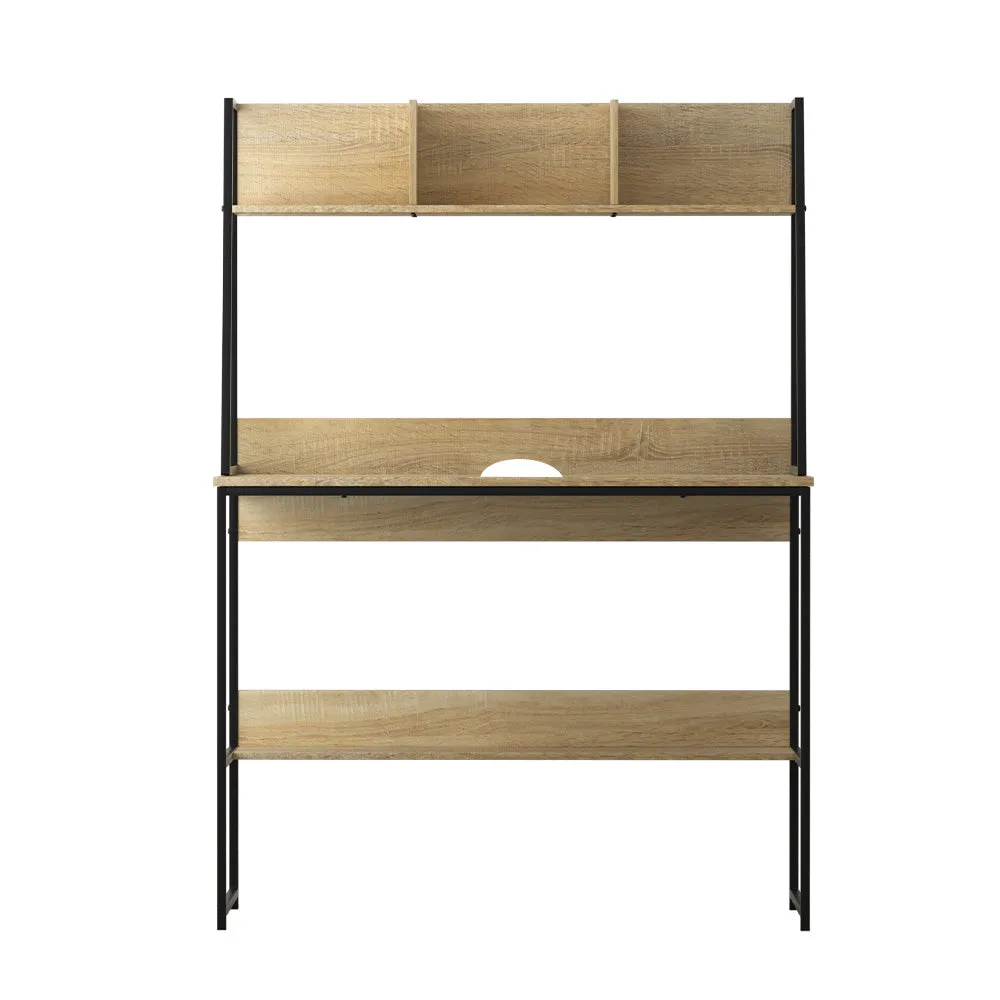 Industrial 100CM Computer Desk with Bookshelf, Oak - Artiss