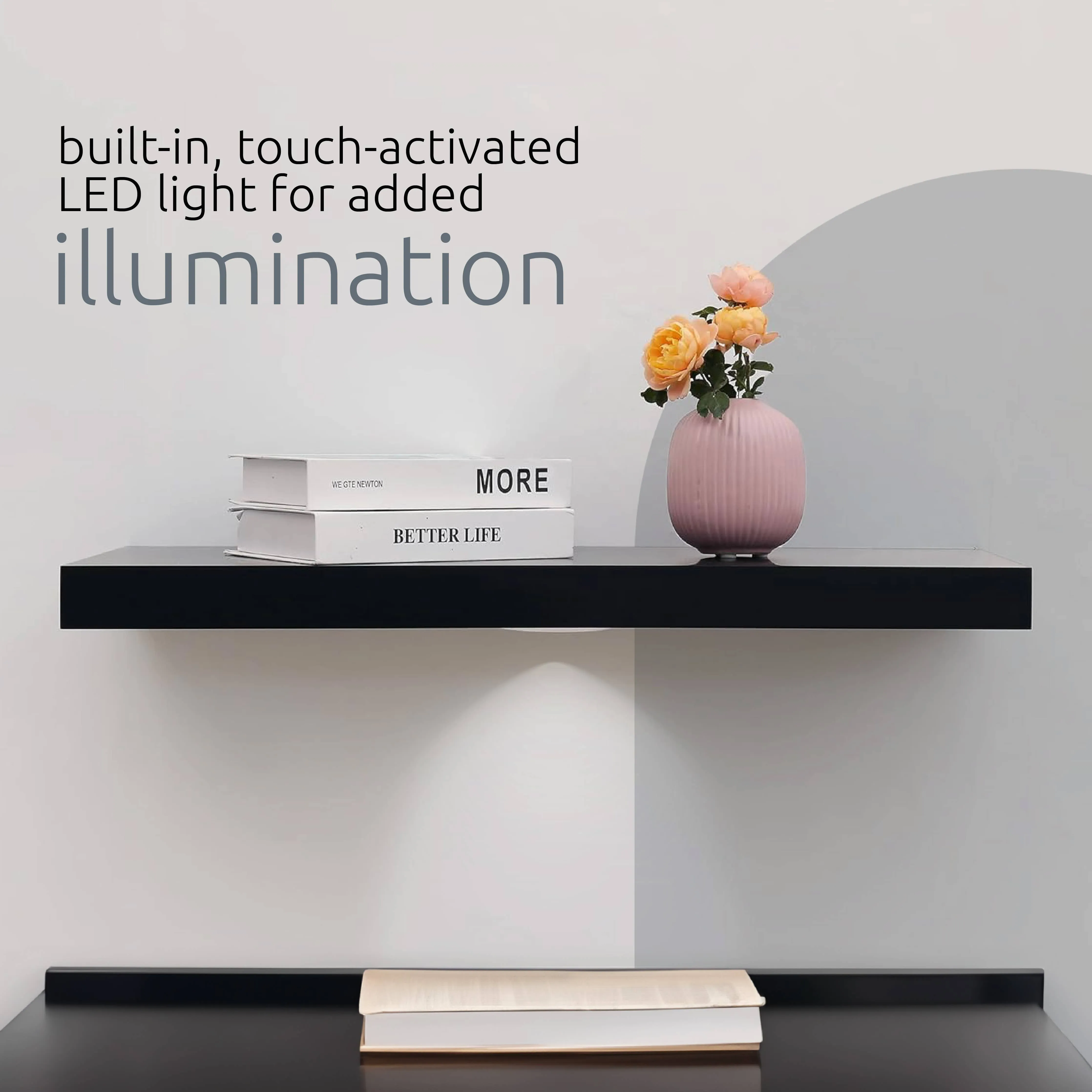 Kiera Grace - Kiera Grace Stockholm Aberg LED Light Floating Shelf: White / 47"