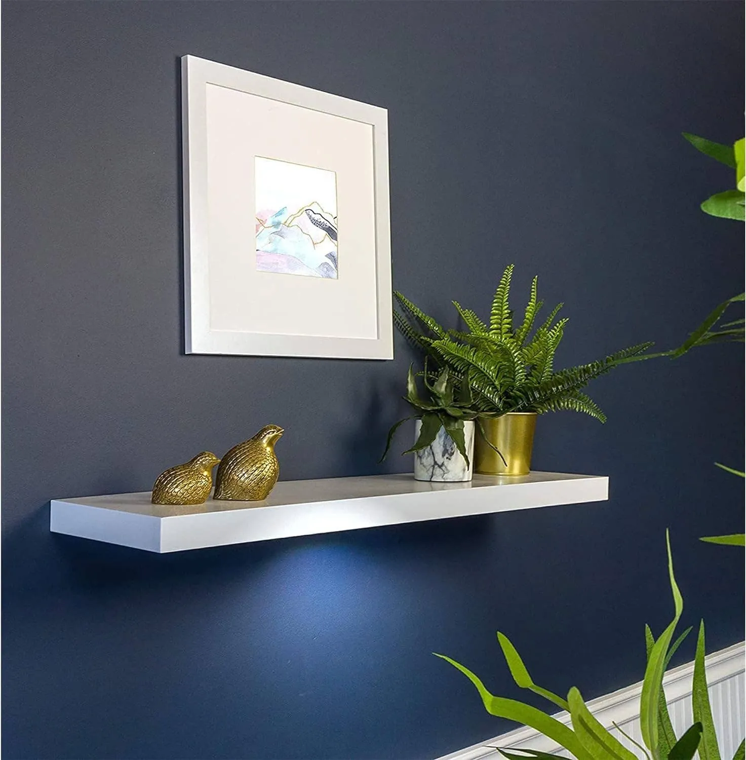 Kiera Grace - Kiera Grace Stockholm Aberg LED Light Floating Shelf: White / 47"