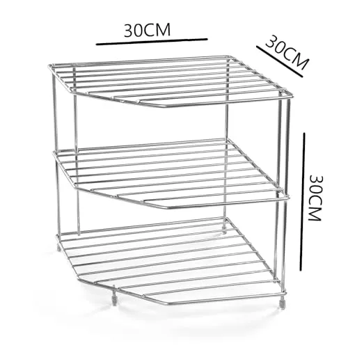 kiosk Kitchen Storage Rack, 3 Tier, Stainless Steel, for Pantry, Countertop and More