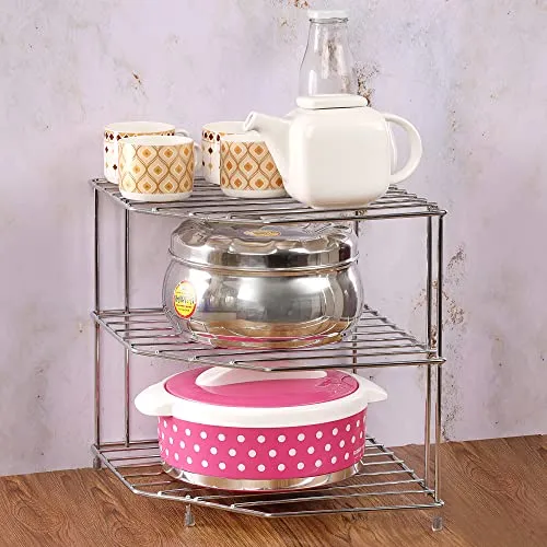 kiosk Kitchen Storage Rack, 3 Tier, Stainless Steel, for Pantry, Countertop and More