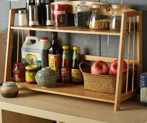 Kitchen Wooden Condiment / Spice Rack Two Layers By Miza