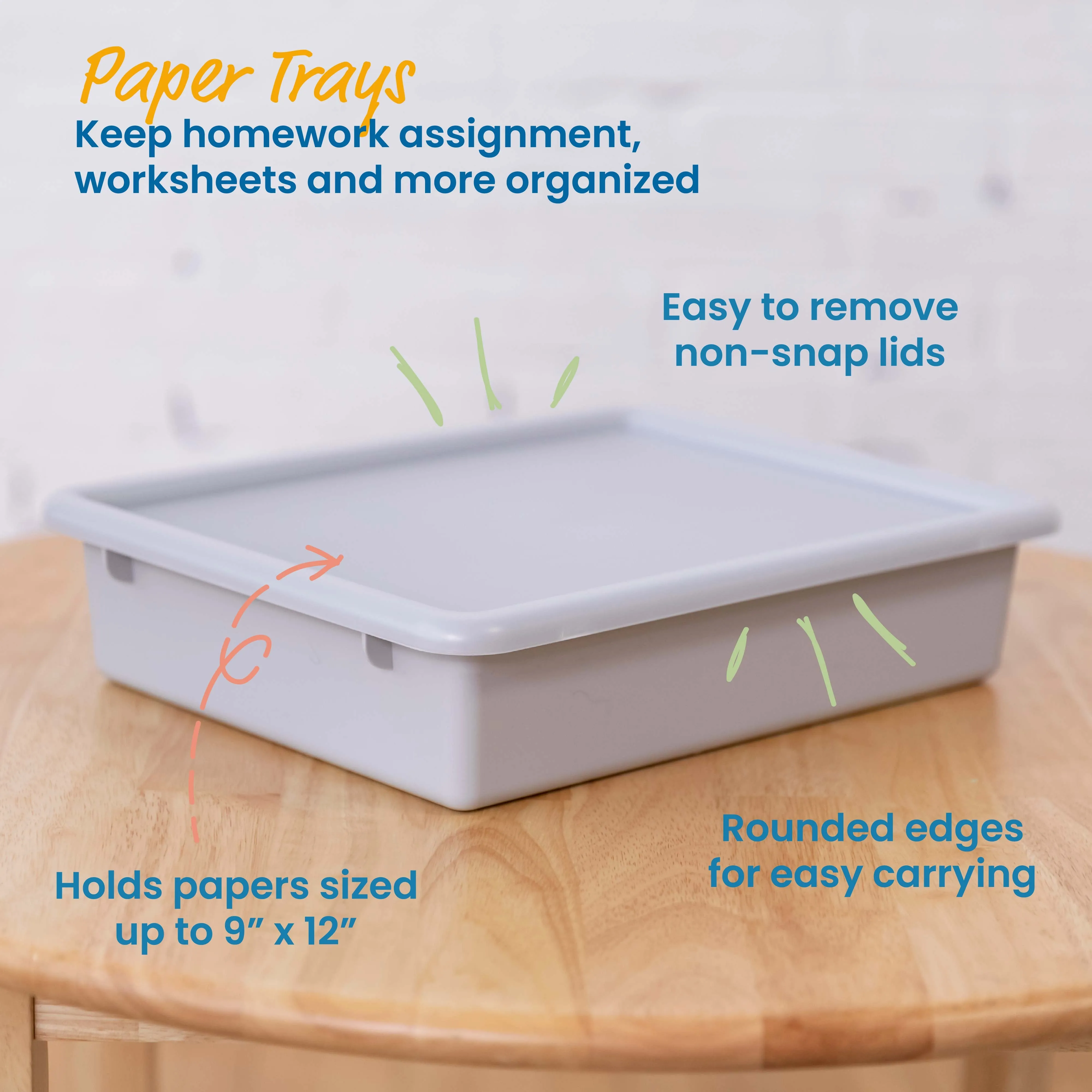 Letter Size Tray with Lid, Storage Bin, 10-Piece