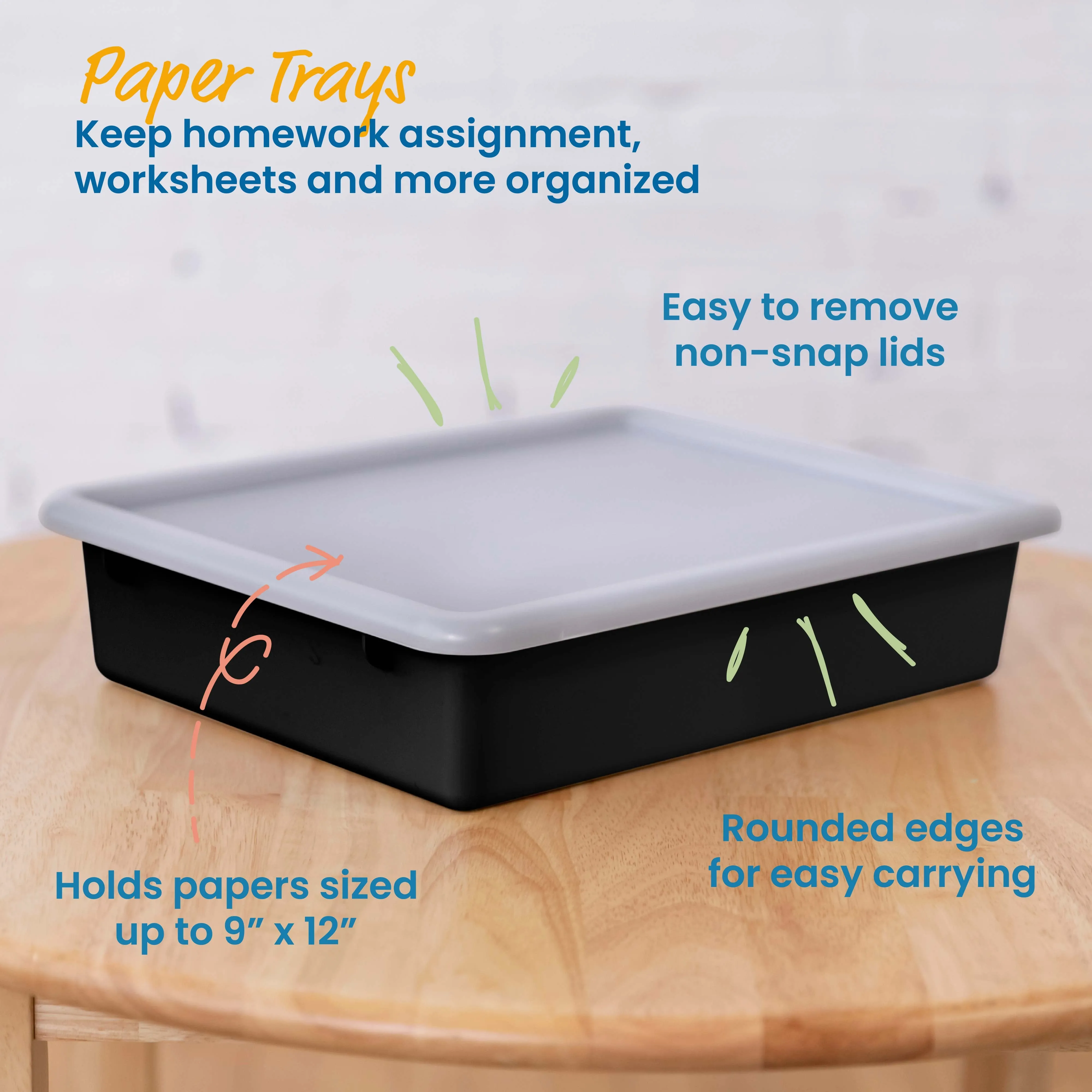 Letter Size Tray with Lid, Storage Bin, 10-Piece