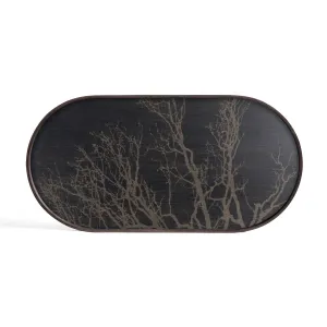 <font color="#ff0000">OPEN BOX</font><br>Black Tree Oblong Wooden Tray