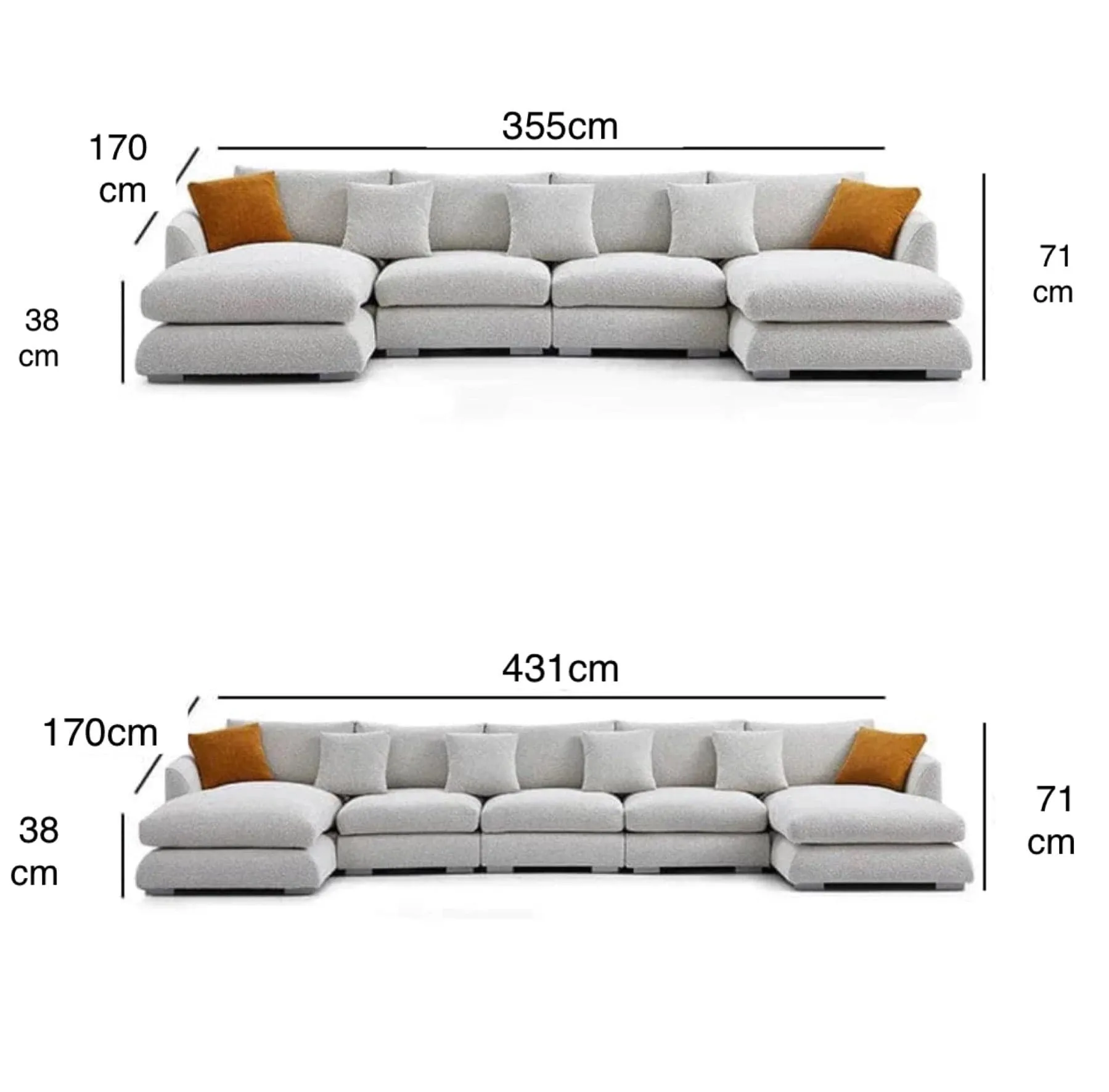 Maison Performance Boucle Sectional U-shape Sofa