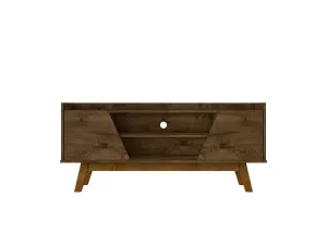 Manhattan Comfort Mid-Century Modern Marcus 53.14 TV Stand with Solid Wood Legs in  Rustic Brown