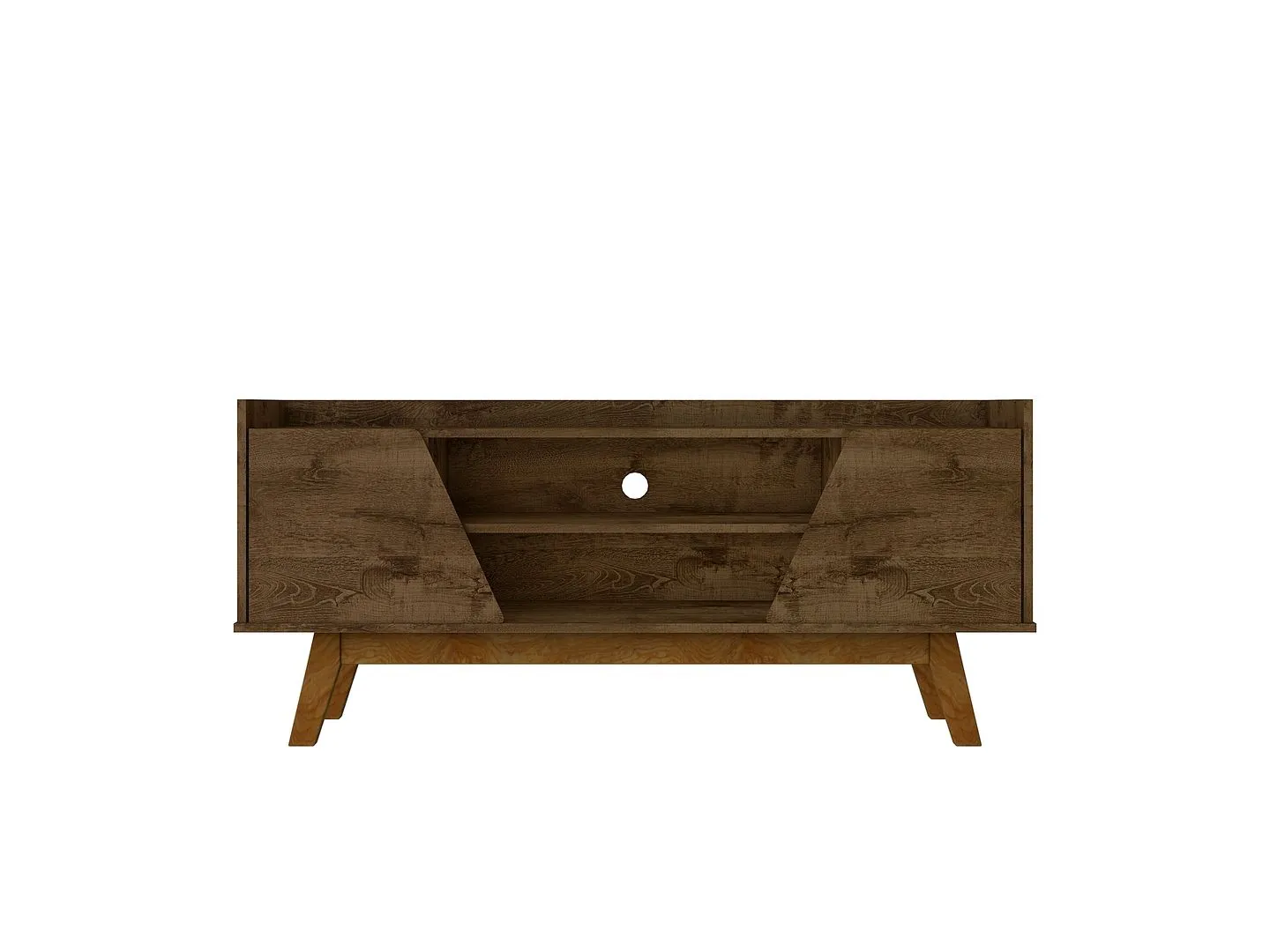 Manhattan Comfort Mid-Century Modern Marcus 53.14 TV Stand with Solid Wood Legs in  Rustic Brown