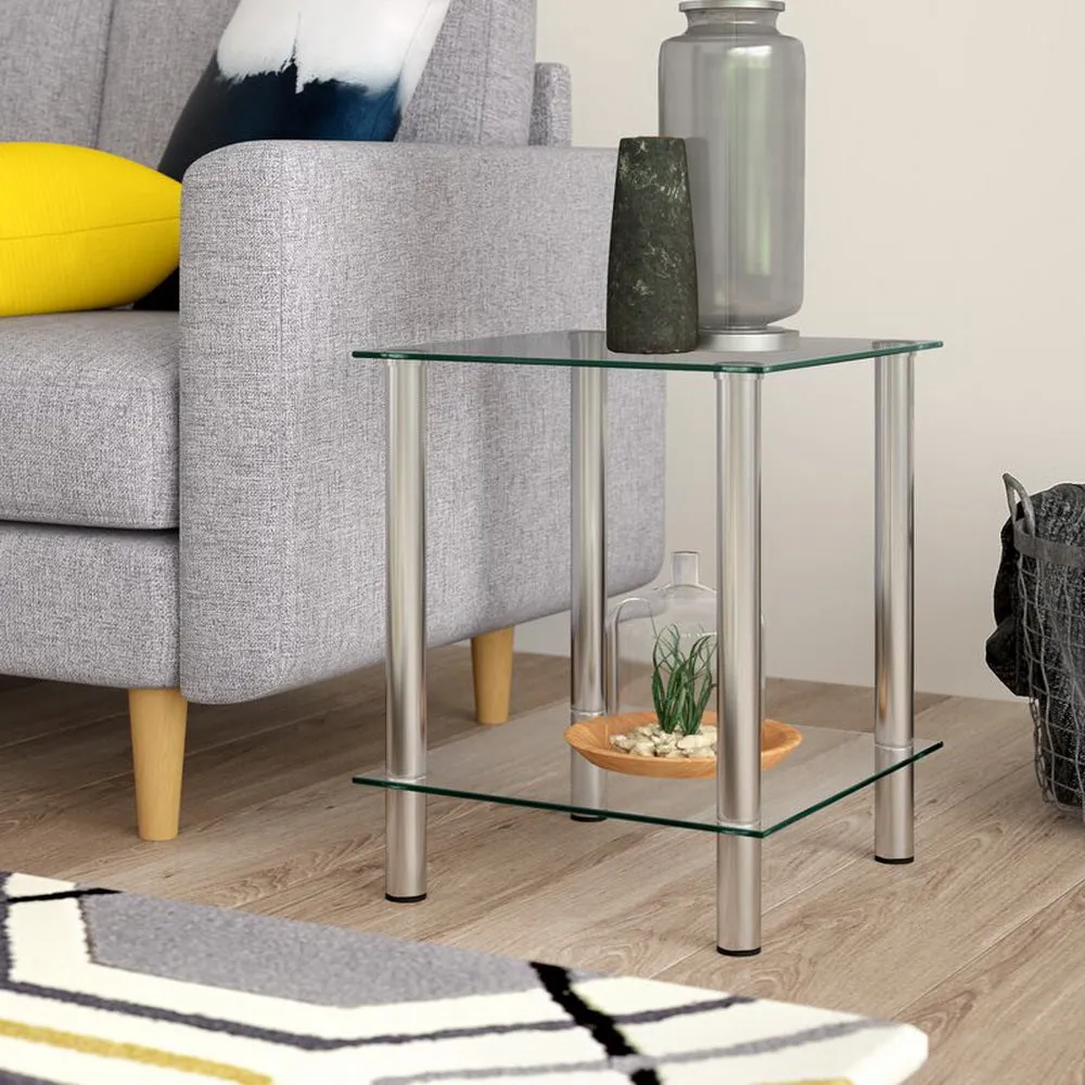 Matrix 2-Tier Glass Rack/Side Table-Clear