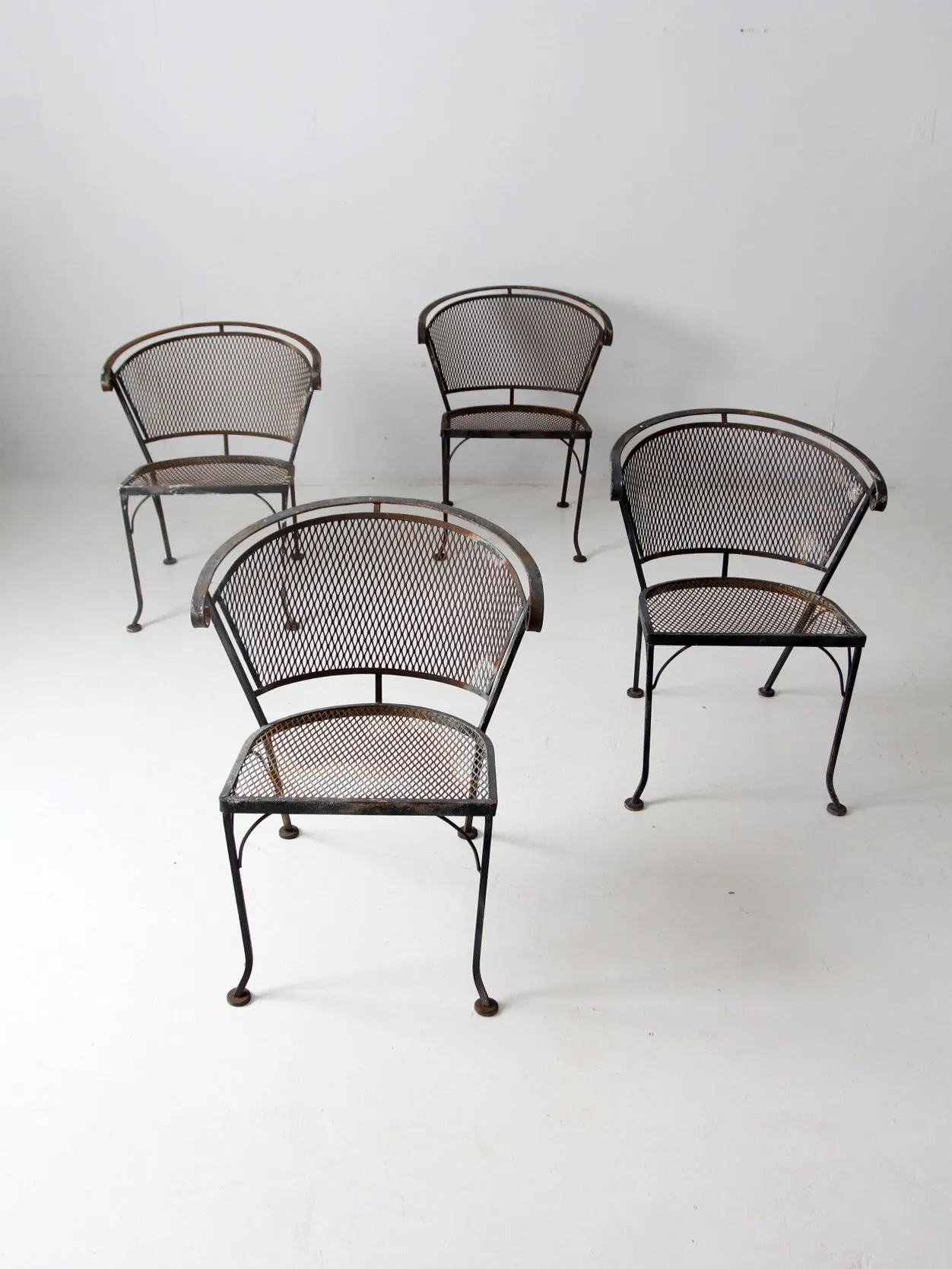 mid-century iron patio chairs set/4