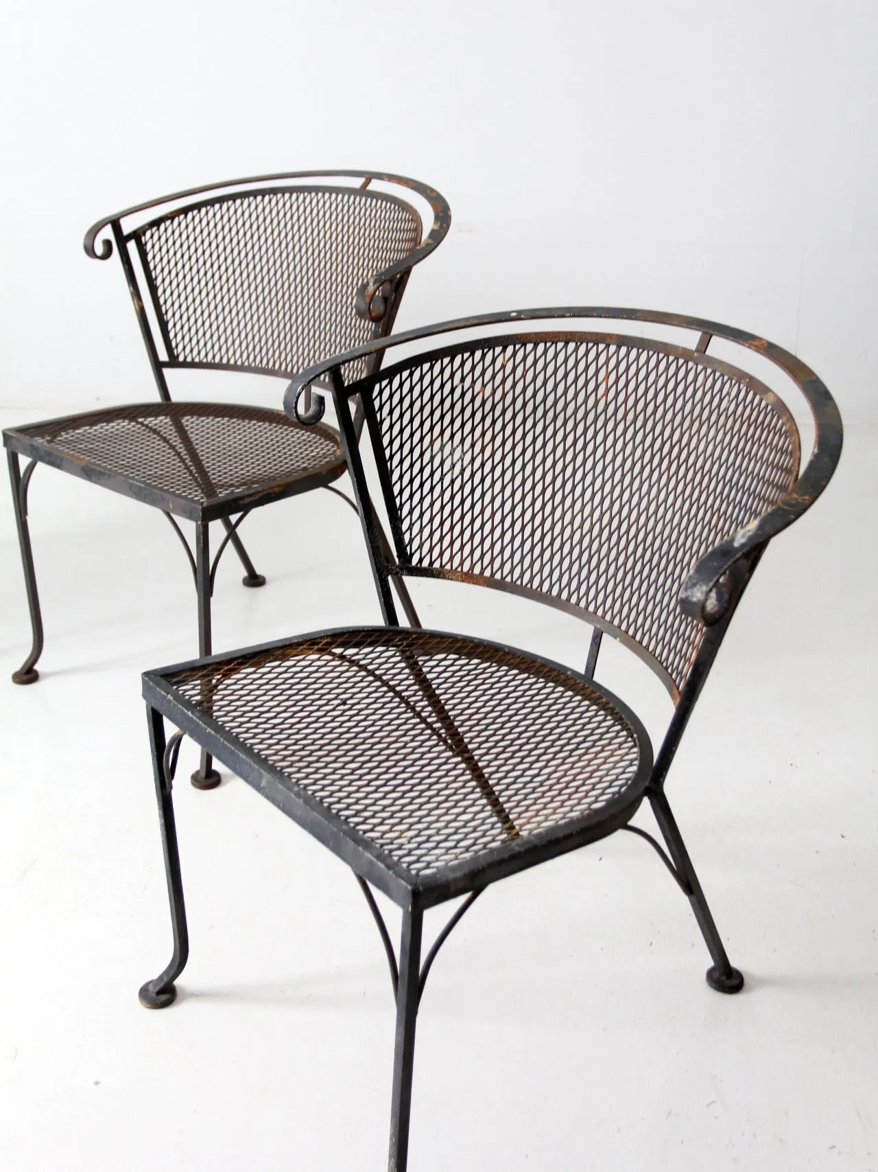 mid-century iron patio chairs set/4