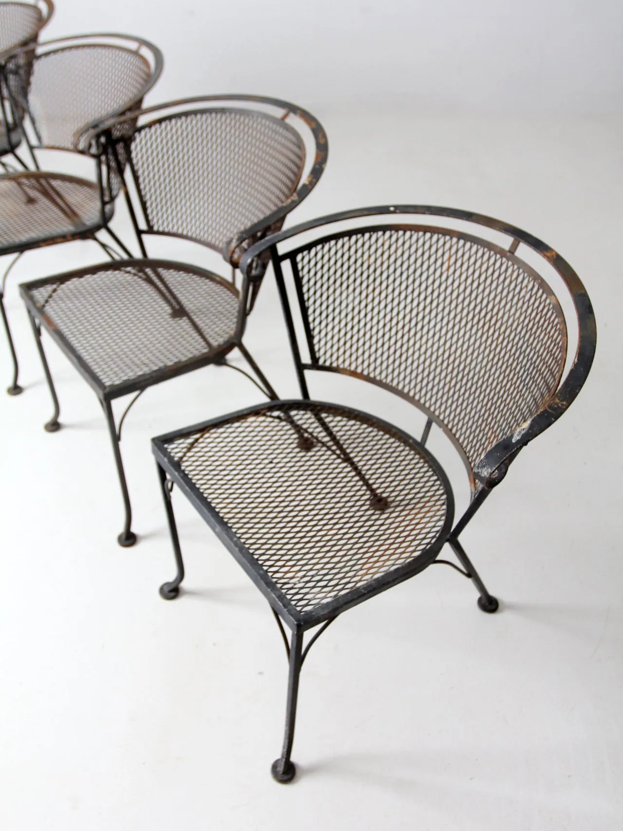 mid-century iron patio chairs set/4