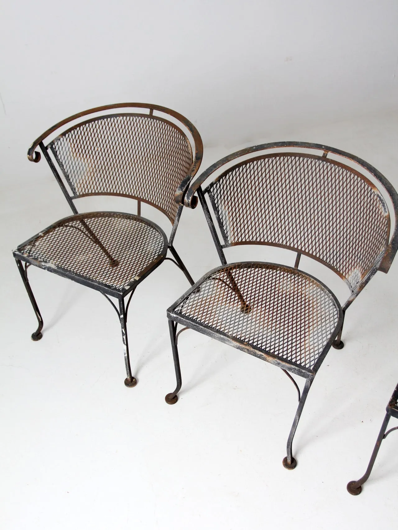 mid-century iron patio chairs set/4