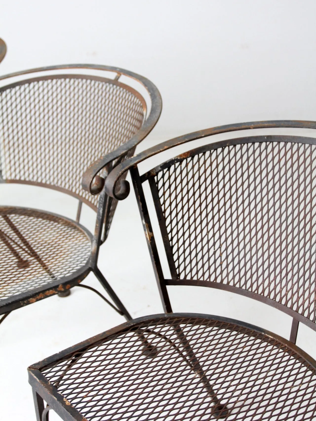 mid-century iron patio chairs set/4