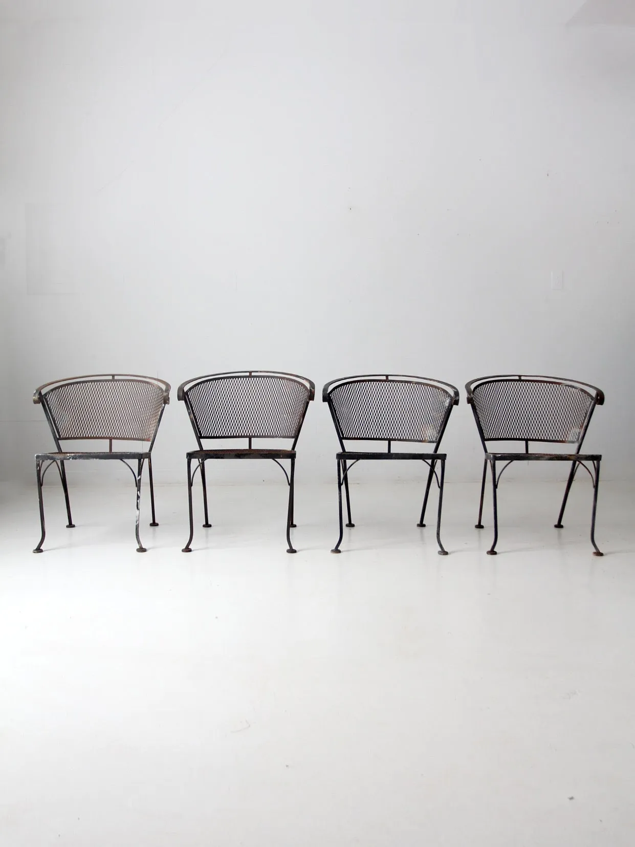 mid-century iron patio chairs set/4