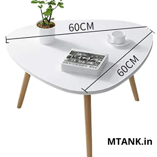 MTANK Triangle Nesting Table Bamboo |End Table for Living Room Modern Coffee Table Side Table for Bed Room Home and Office (White)