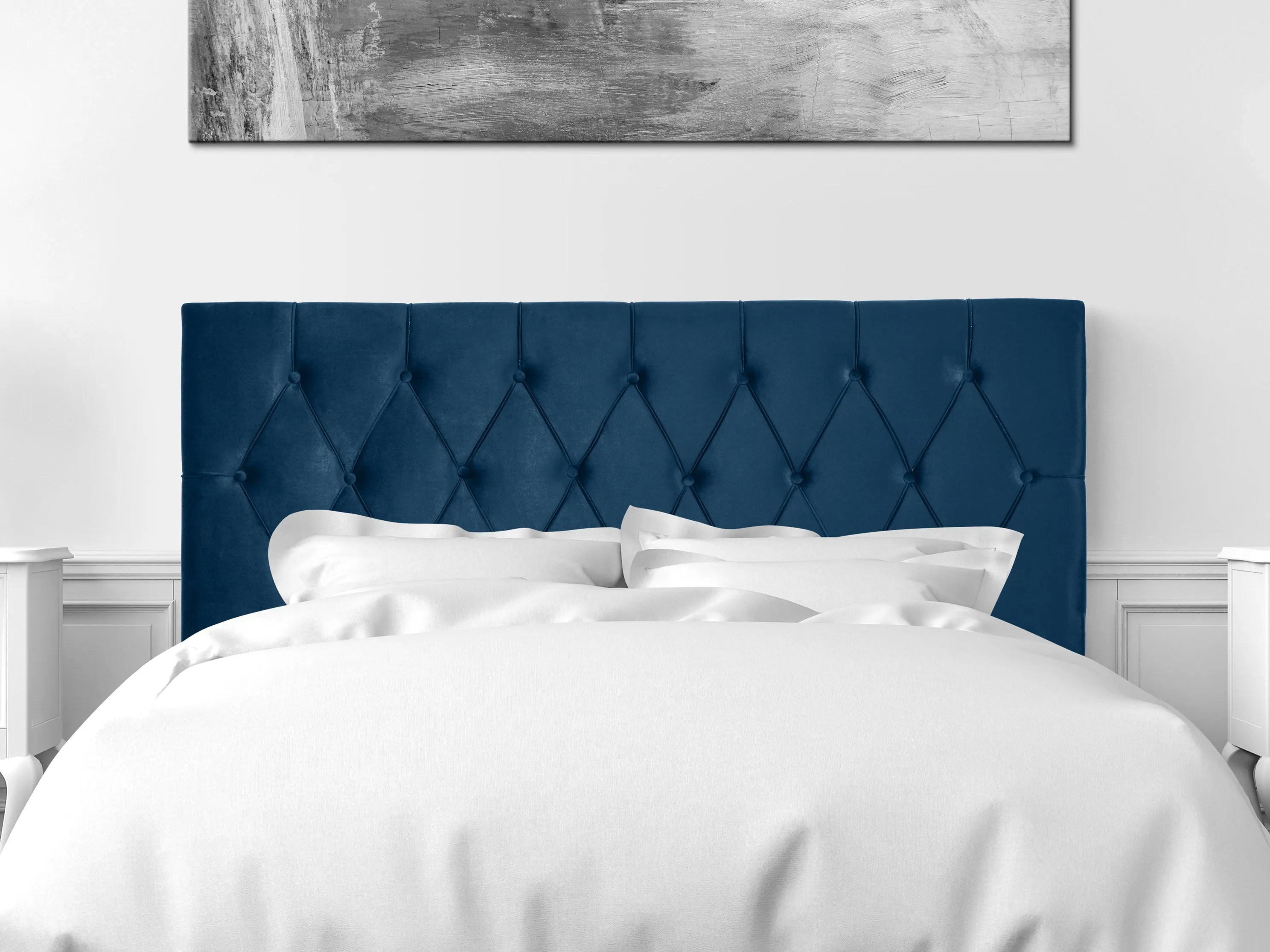 Navy Blue Velvet Queen Headboard