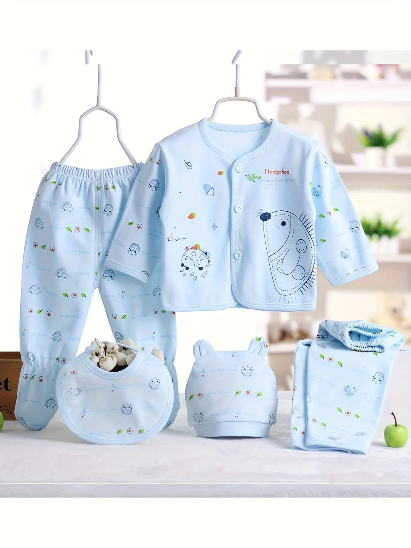 Newborn Baby Loungewear Set 5 Cozy Cotton Outfits with Graphics