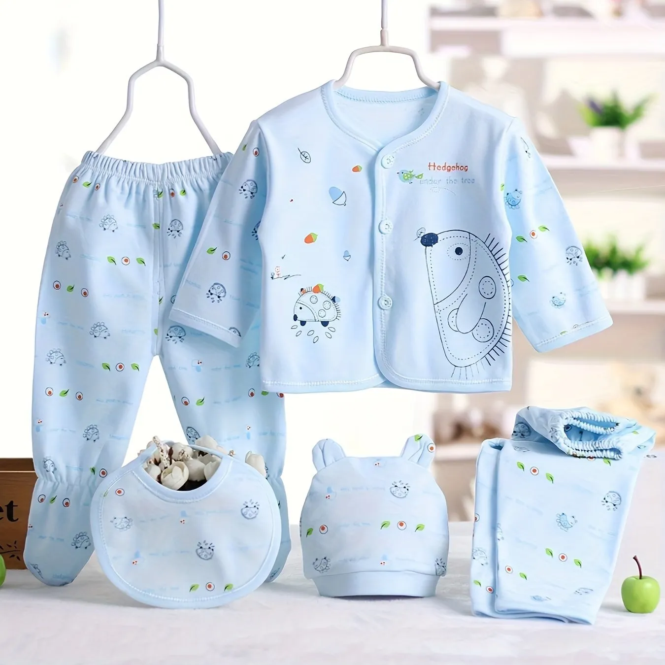 Newborn Baby Loungewear Set 5 Cozy Cotton Outfits with Graphics