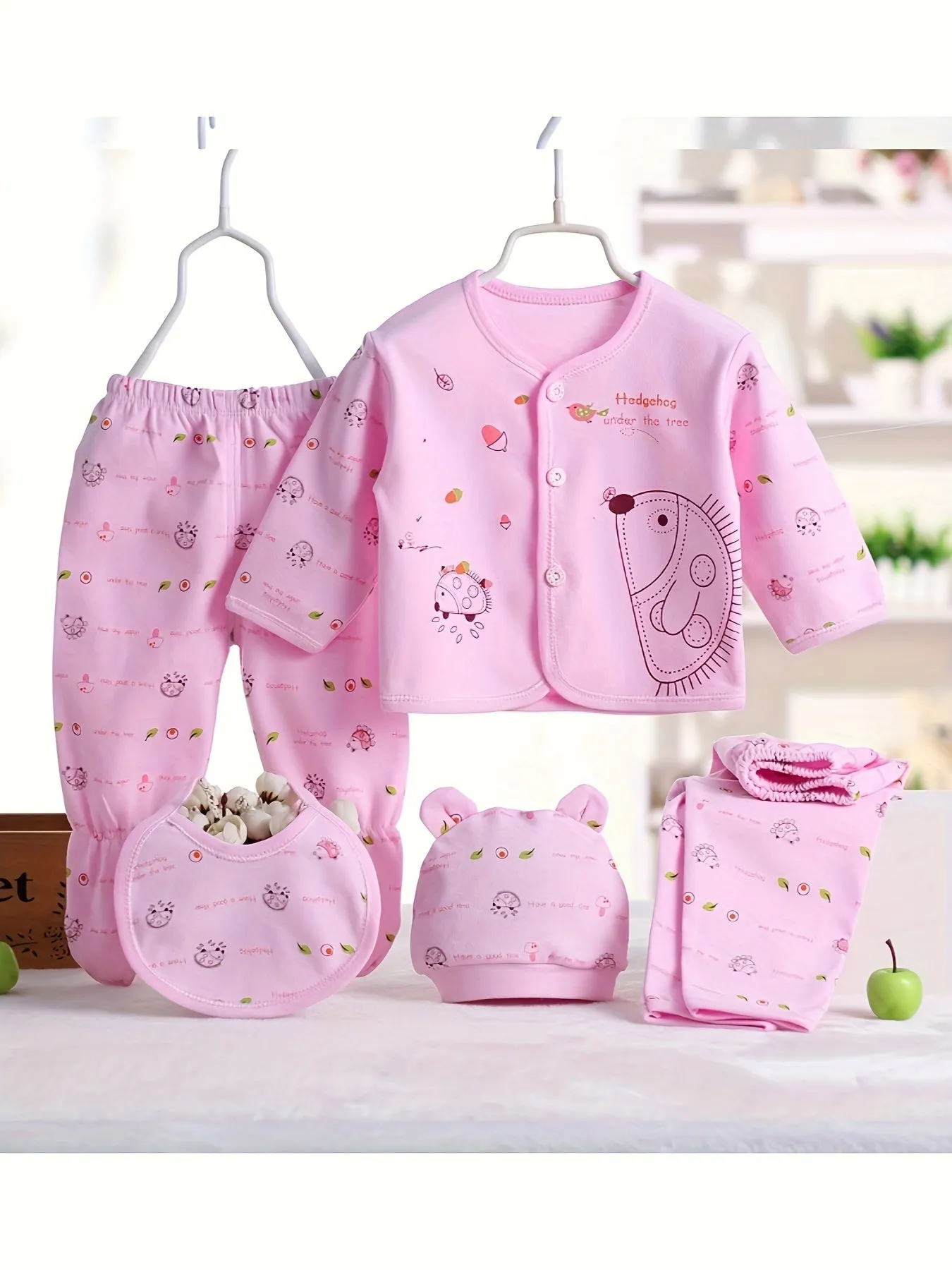 Newborn Baby Loungewear Set 5 Cozy Cotton Outfits with Graphics