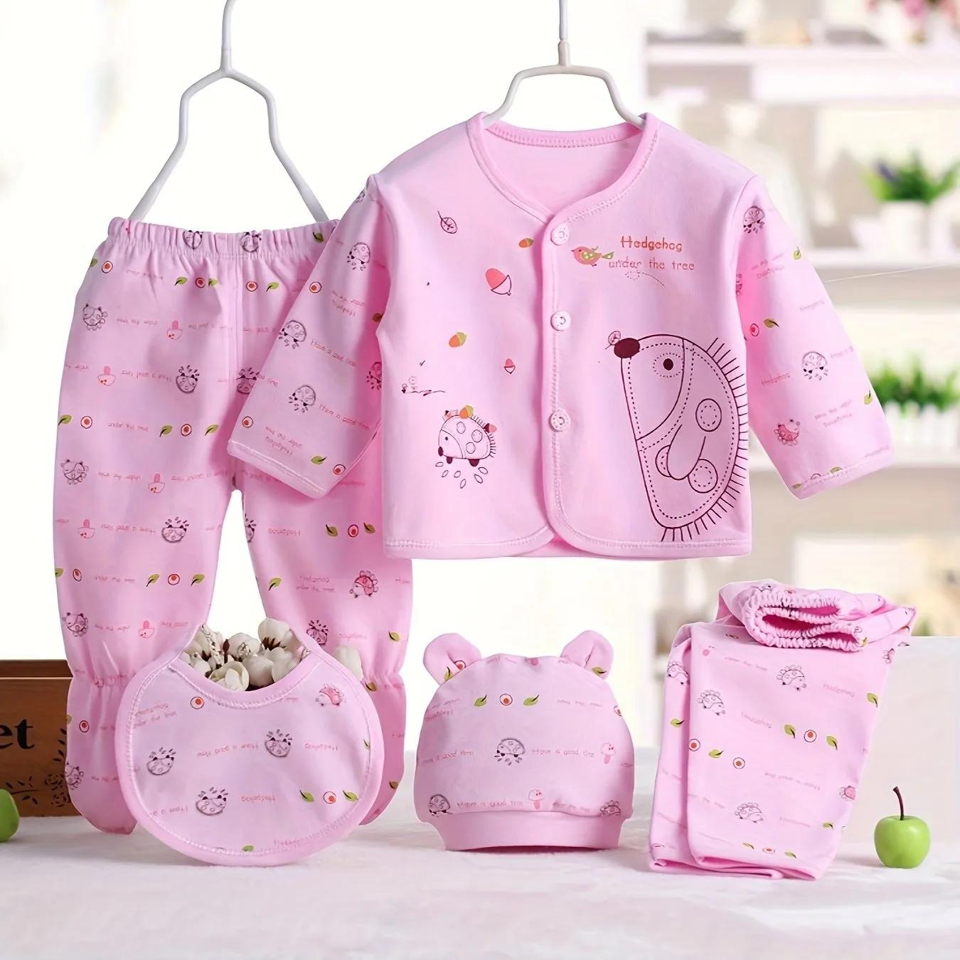 Newborn Baby Loungewear Set 5 Cozy Cotton Outfits with Graphics