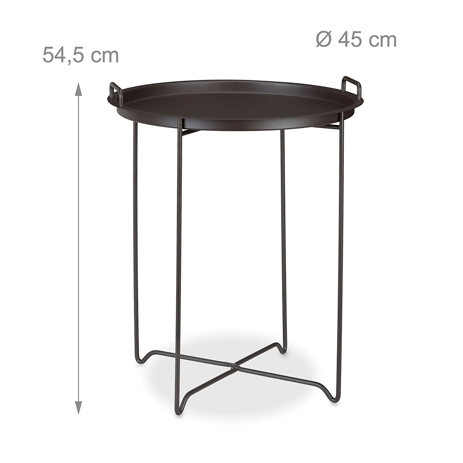 Niro Foldable Side Table With Tray, Removable Serving Tray, Dark Brown