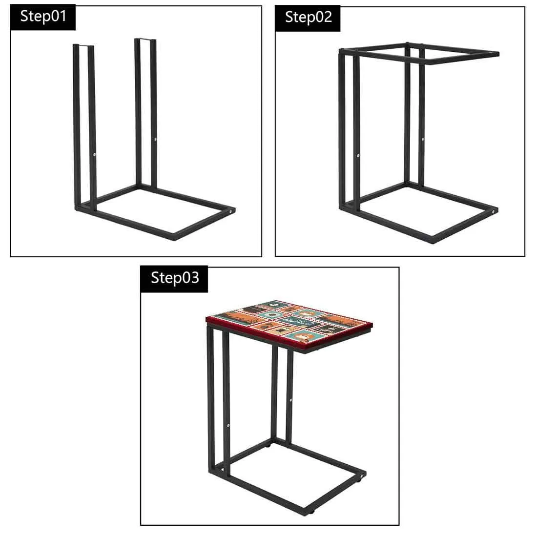 Nutcase Design C Shaped Side Table for Laptop Work on Sofa Couch-Study Breakfast Snack Serving End Tables for Living Room Bedroom - Express Coffee