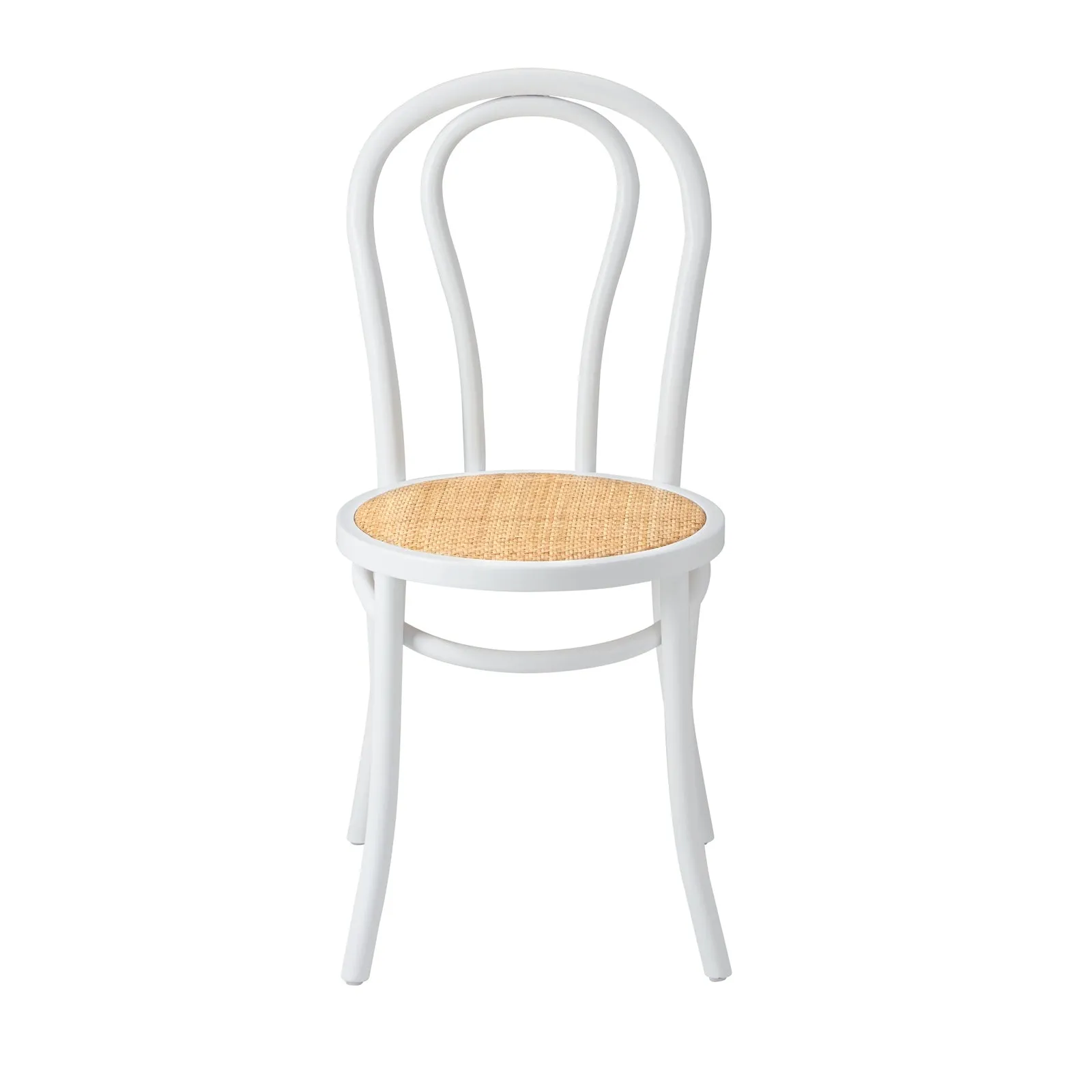 Oikiture Dining Chair Solid Wooden Chairs Ratan Seat White