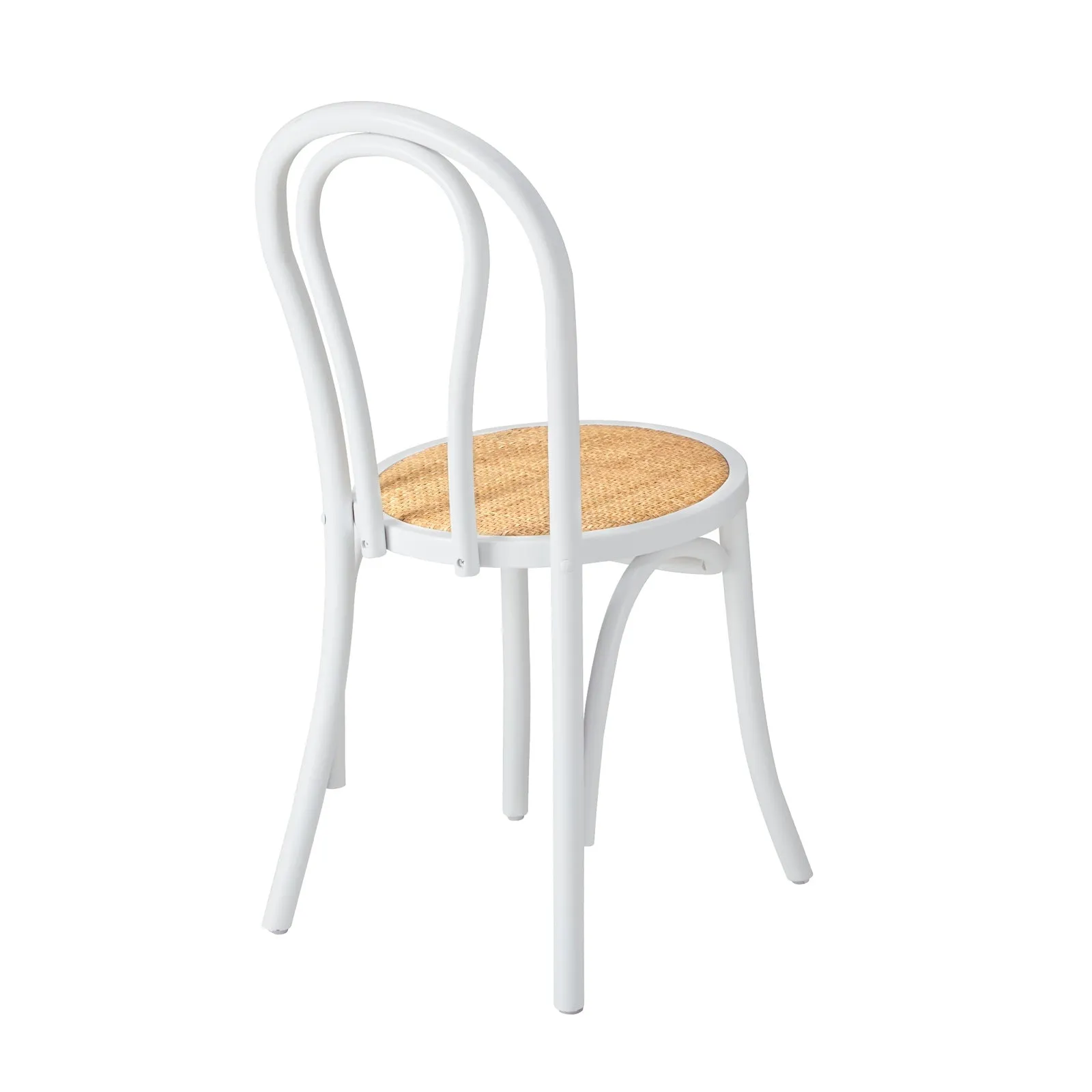 Oikiture Dining Chair Solid Wooden Chairs Ratan Seat White