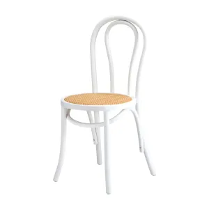 Oikiture Dining Chair Solid Wooden Chairs Ratan Seat White