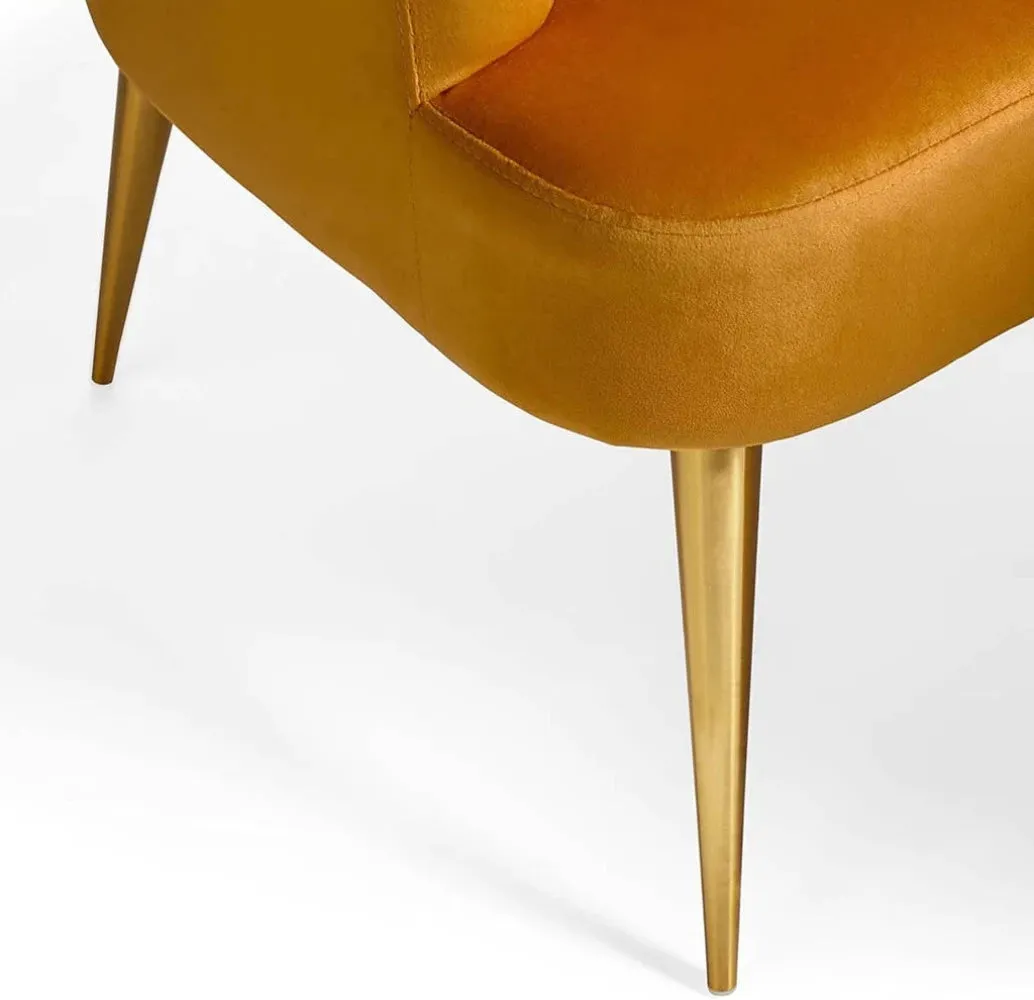 Opening Shell Designer Orange Velvet Lounge Chair