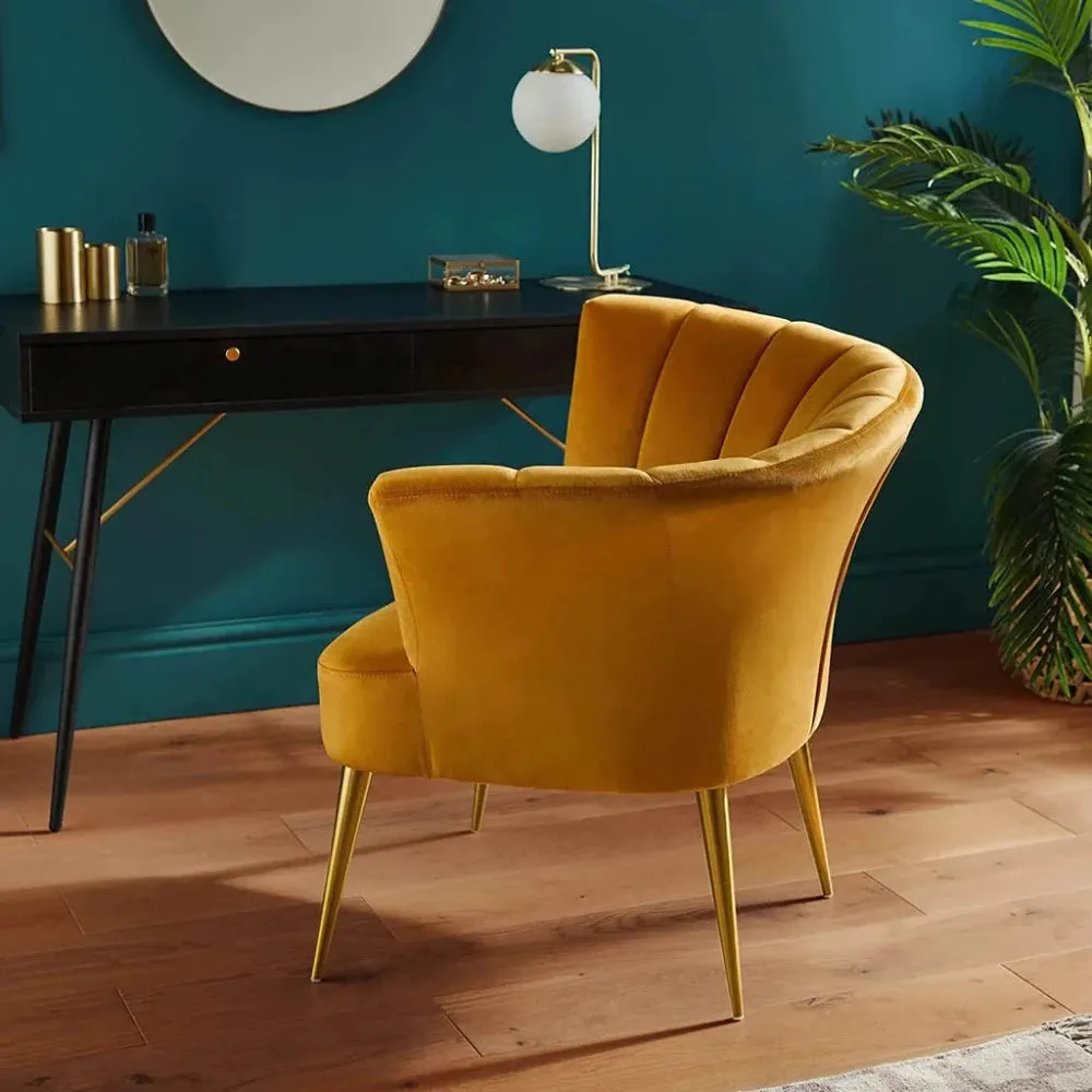 Opening Shell Designer Orange Velvet Lounge Chair