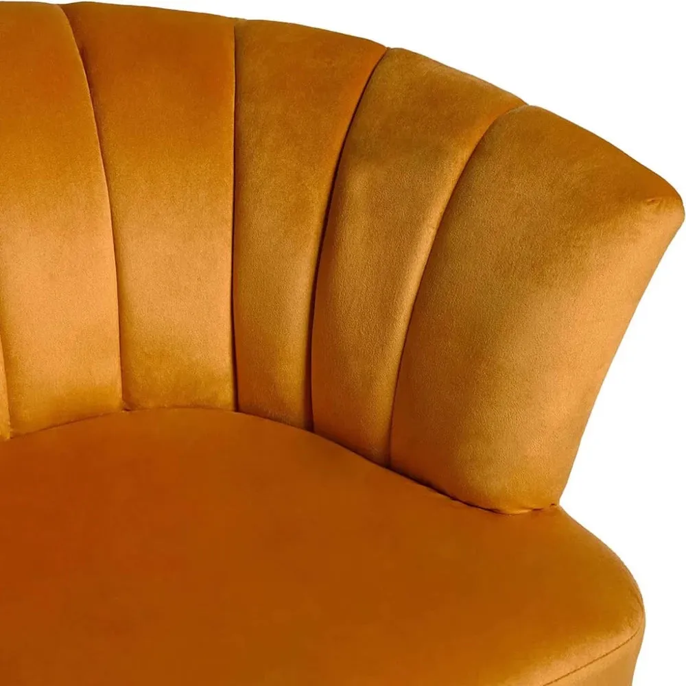 Opening Shell Designer Orange Velvet Lounge Chair