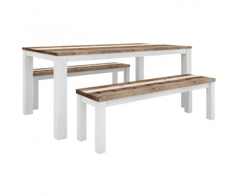 Orville 3pc Dining Set 1.8m Table 1.5m Bench Solid Acacia Timber - Multi Color