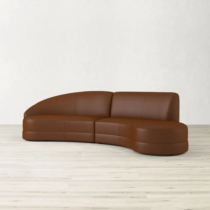 Oswald Scratch Resistant Sectional Leather Curve Sofa