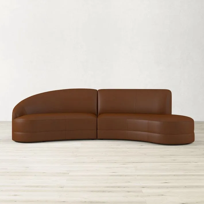 Oswald Scratch Resistant Sectional Leather Curve Sofa