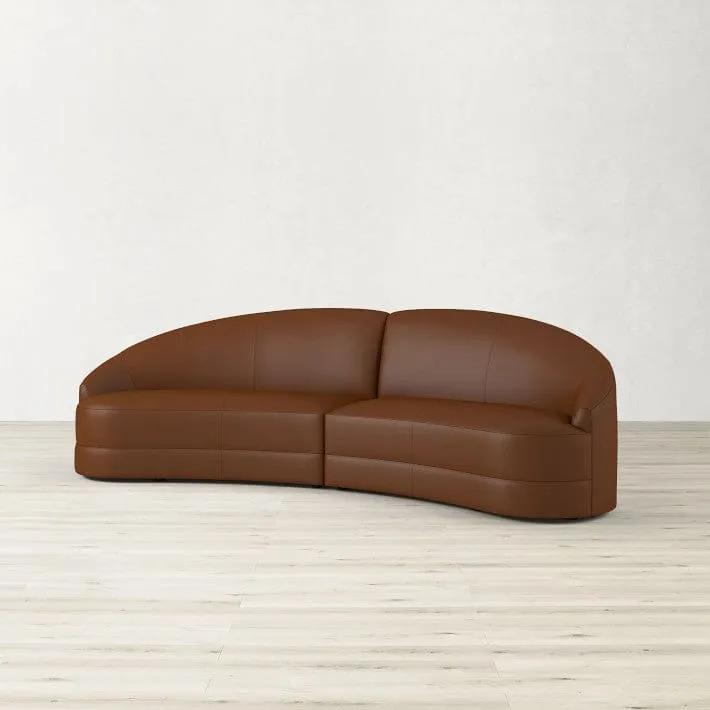 Oswald Scratch Resistant Sectional Leather Curve Sofa