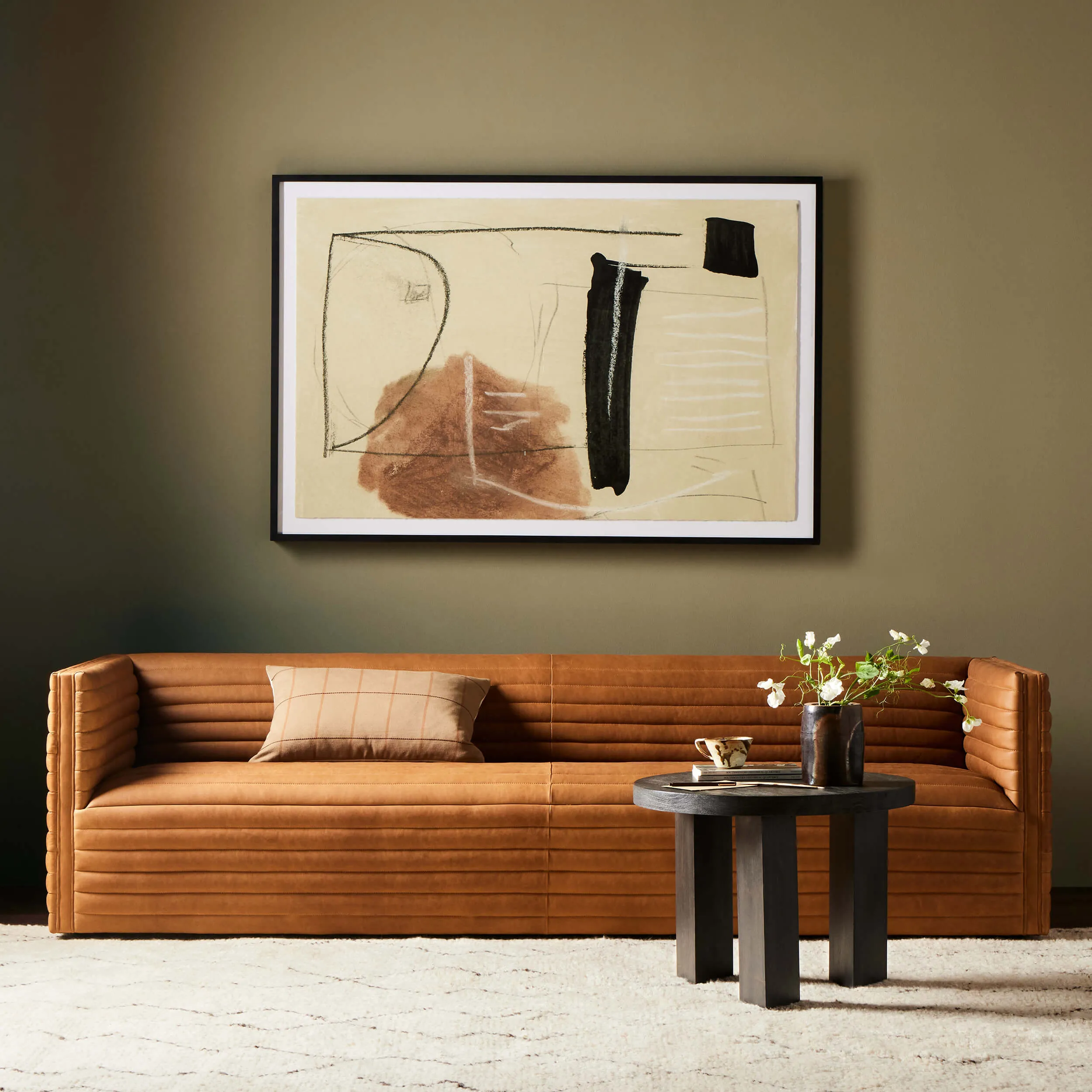 Padma Leather Sofa, Eucapel Cognac