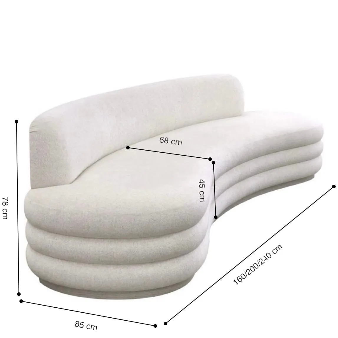 Pency Performance Boucle Fabric Curve Sofa