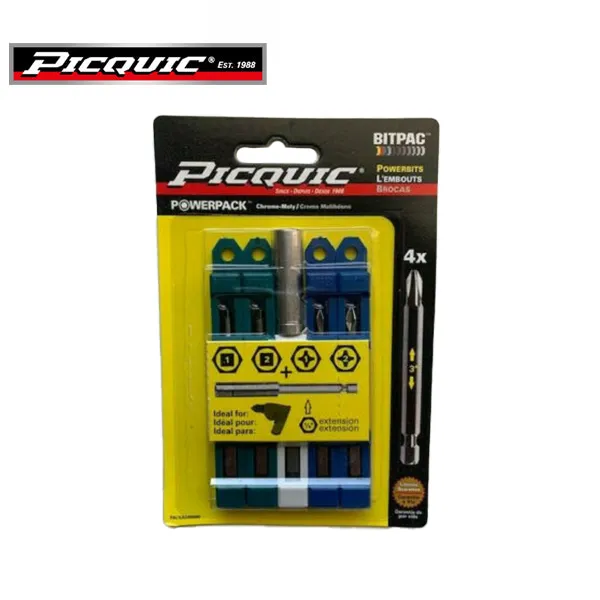 PICQUIC - Bitpac 95098 - Robertson 1 & 2 - Phillips 1 &2 - With 4" Extension Adapter