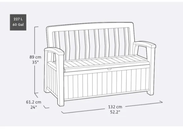 PRE ORDER: DEC. - Keter Patio 227L Storage Bench- Graphite