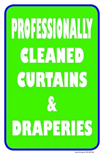 Professionally Cleaned Curtains 12" X 18" Store Retail Dry Cleaner Counter Sign