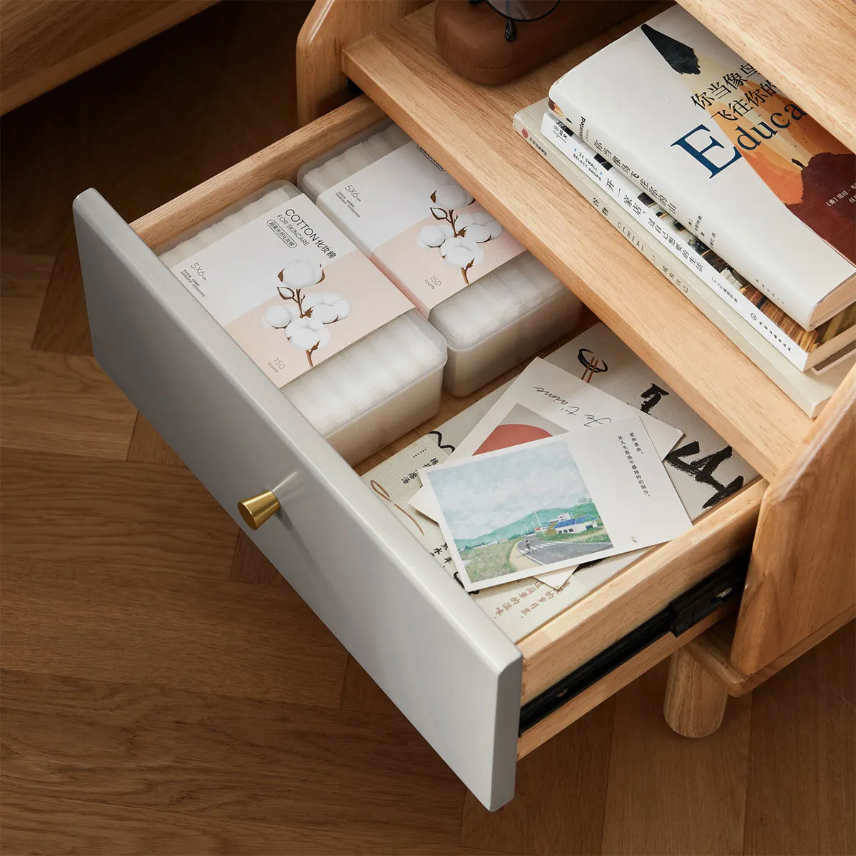 Refreshing Grey Bedside Table