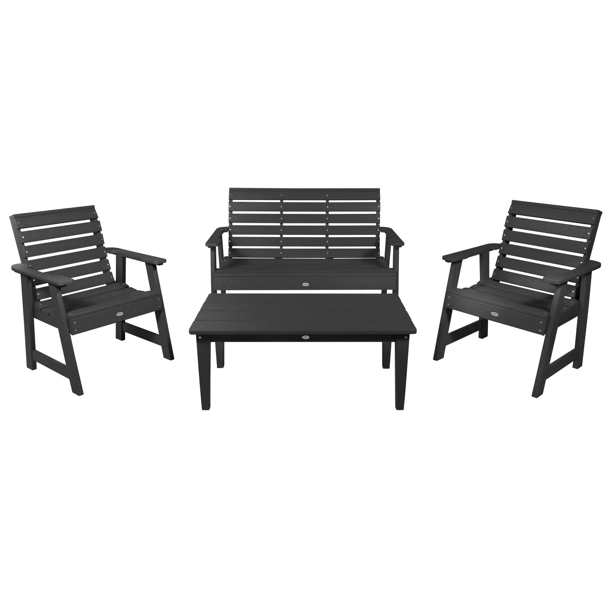 Riverside Garden Bench 4ft, 2 Garden Chairs, and Conversation Table Set