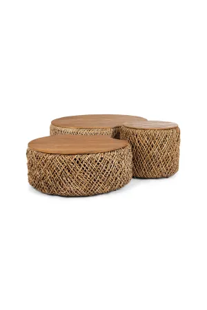 Round Abaca Coffee Table Set (3) | dBodhi Knut