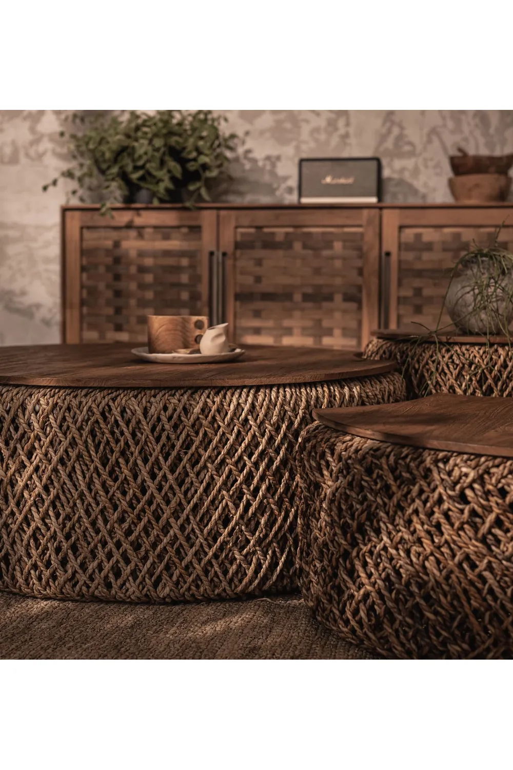 Round Abaca Coffee Table Set (3) | dBodhi Knut