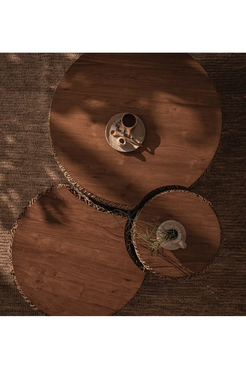 Round Abaca Coffee Table Set (3) | dBodhi Knut