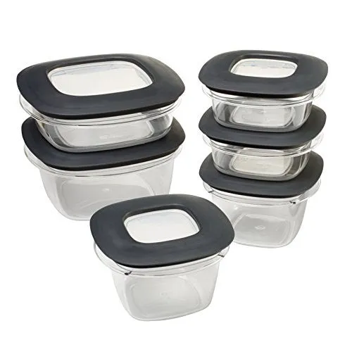 RUBBERMAID PREMIER FOOD STORAGE CONTAINERS, 12-PIECE SET, GREY