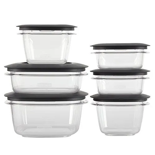 RUBBERMAID PREMIER FOOD STORAGE CONTAINERS, 12-PIECE SET, GREY