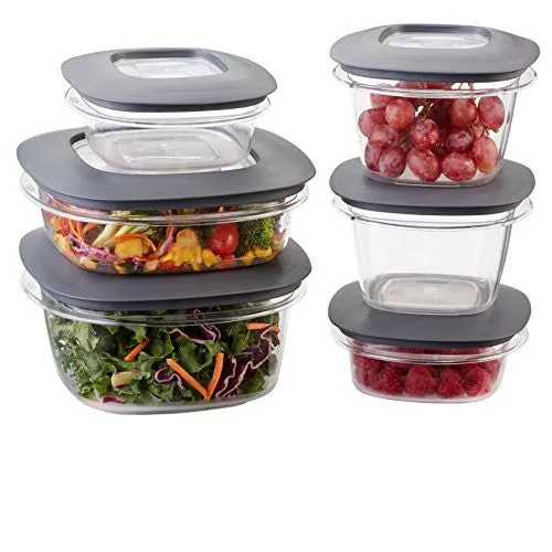 RUBBERMAID PREMIER FOOD STORAGE CONTAINERS, 12-PIECE SET, GREY